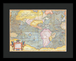 Old Map Of The Americas 1580 - Framed Print