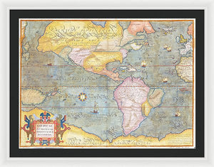 Old Map Of The Americas 1580 - Framed Print