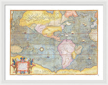 Load image into Gallery viewer, Old Map Of The Americas 1580 - Framed Print