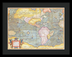 Old Map Of The Americas 1580 - Framed Print