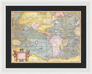 Old Map Of The Americas 1580 - Framed Print