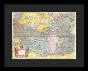 Old Map Of The Americas 1580 - Framed Print