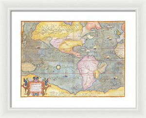 Old Map Of The Americas 1580 - Framed Print