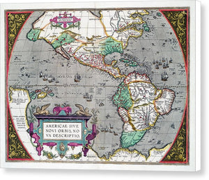 Old Map Of The Americas 1587 - Canvas Print