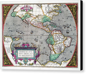 Old Map Of The Americas 1587 - Canvas Print