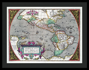 Old Map Of The Americas 1587 - Framed Print