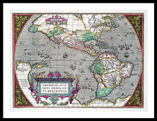 Load image into Gallery viewer, Old Map Of The Americas 1587 - Framed Print