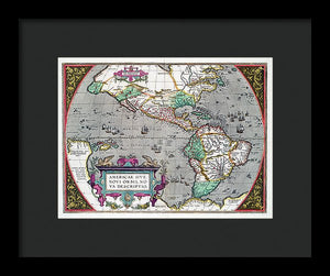 Old Map Of The Americas 1587 - Framed Print