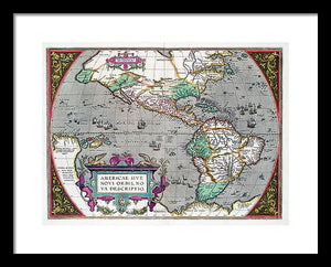 Old Map Of The Americas 1587 - Framed Print