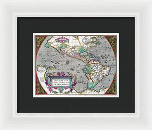 Old Map Of The Americas 1587 - Framed Print