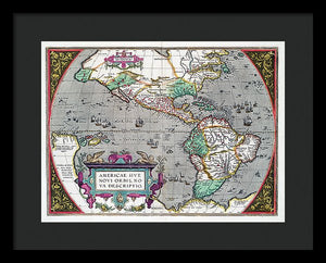 Old Map Of The Americas 1587 - Framed Print