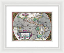 Load image into Gallery viewer, Old Map Of The Americas 1587 - Framed Print