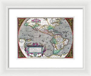 Old Map Of The Americas 1587 - Framed Print