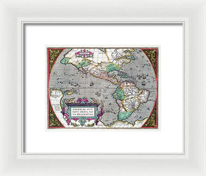 Old Map Of The Americas 1587 - Framed Print