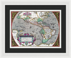 Old Map Of The Americas 1587 - Framed Print