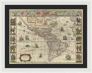 Old Map Of The Americas 1621 - Framed Print