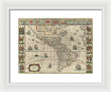 Load image into Gallery viewer, Old Map Of The Americas 1621 - Framed Print