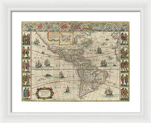 Load image into Gallery viewer, Old Map Of The Americas 1621 - Framed Print