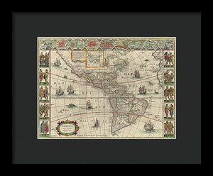 Old Map Of The Americas 1621 - Framed Print