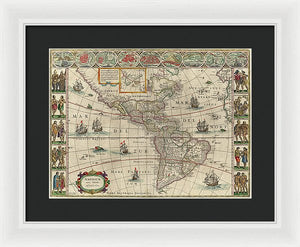 Old Map Of The Americas 1621 - Framed Print