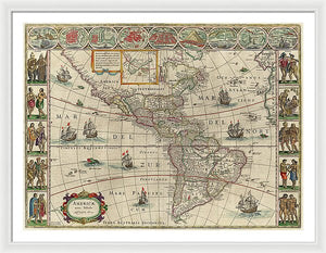 Old Map Of The Americas 1621 - Framed Print