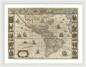 Old Map Of The Americas 1621 - Framed Print