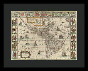 Old Map Of The Americas 1621 - Framed Print