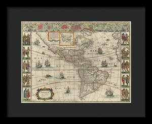 Old Map Of The Americas 1621 - Framed Print