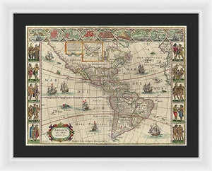 Old Map Of The Americas 1621 - Framed Print