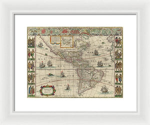 Old Map Of The Americas 1621 - Framed Print