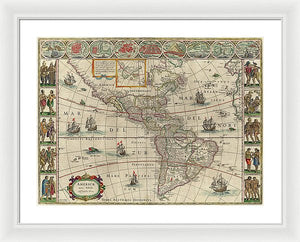 Old Map Of The Americas 1621 - Framed Print