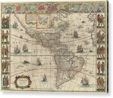 Old Map Of The Americas 1621 - Acrylic Print