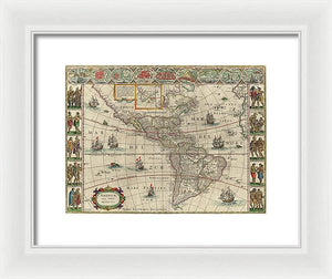 Old Map Of The Americas 1621 - Framed Print