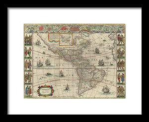 Old Map Of The Americas 1621 - Framed Print