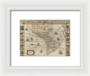 Old Map Of The Americas 1621 - Framed Print