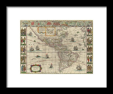 Old Map Of The Americas 1621 - Framed Print