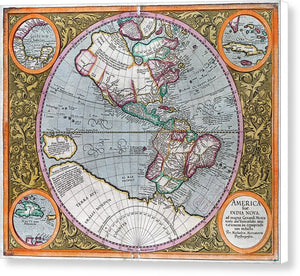 Old Map Of The Americas 1633 - Canvas Print