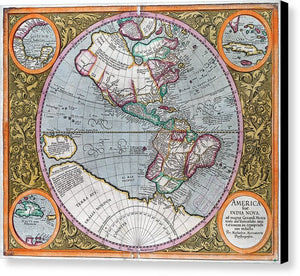 Old Map Of The Americas 1633 - Canvas Print