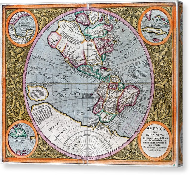 Old Map Of The Americas 1633 - Canvas Print