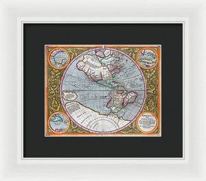 Old Map Of The Americas 1633 - Framed Print