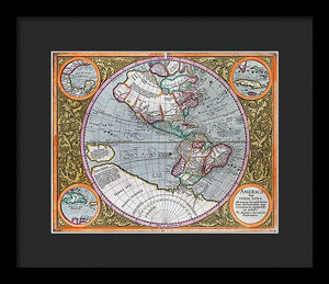 Old Map Of The Americas 1633 - Framed Print