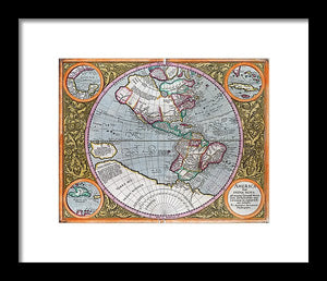 Old Map Of The Americas 1633 - Framed Print