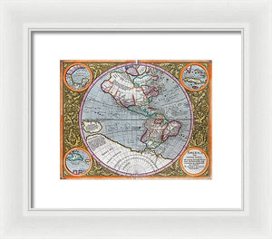 Old Map Of The Americas 1633 - Framed Print