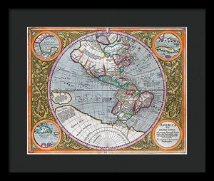 Old Map Of The Americas 1633 - Framed Print