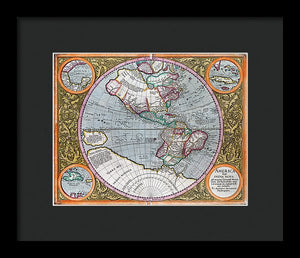 Old Map Of The Americas 1633 - Framed Print