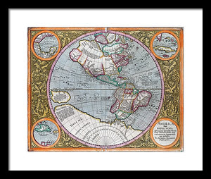 Old Map Of The Americas 1633 - Framed Print