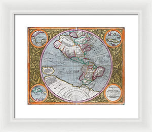 Old Map Of The Americas 1633 - Framed Print