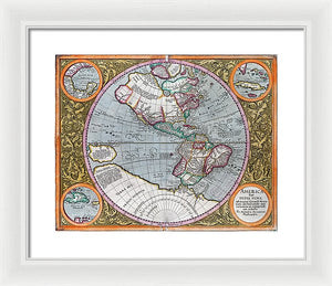 Old Map Of The Americas 1633 - Framed Print