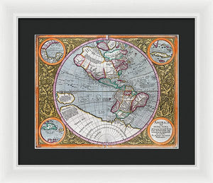 Old Map Of The Americas 1633 - Framed Print