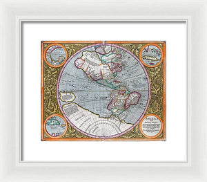 Old Map Of The Americas 1633 - Framed Print